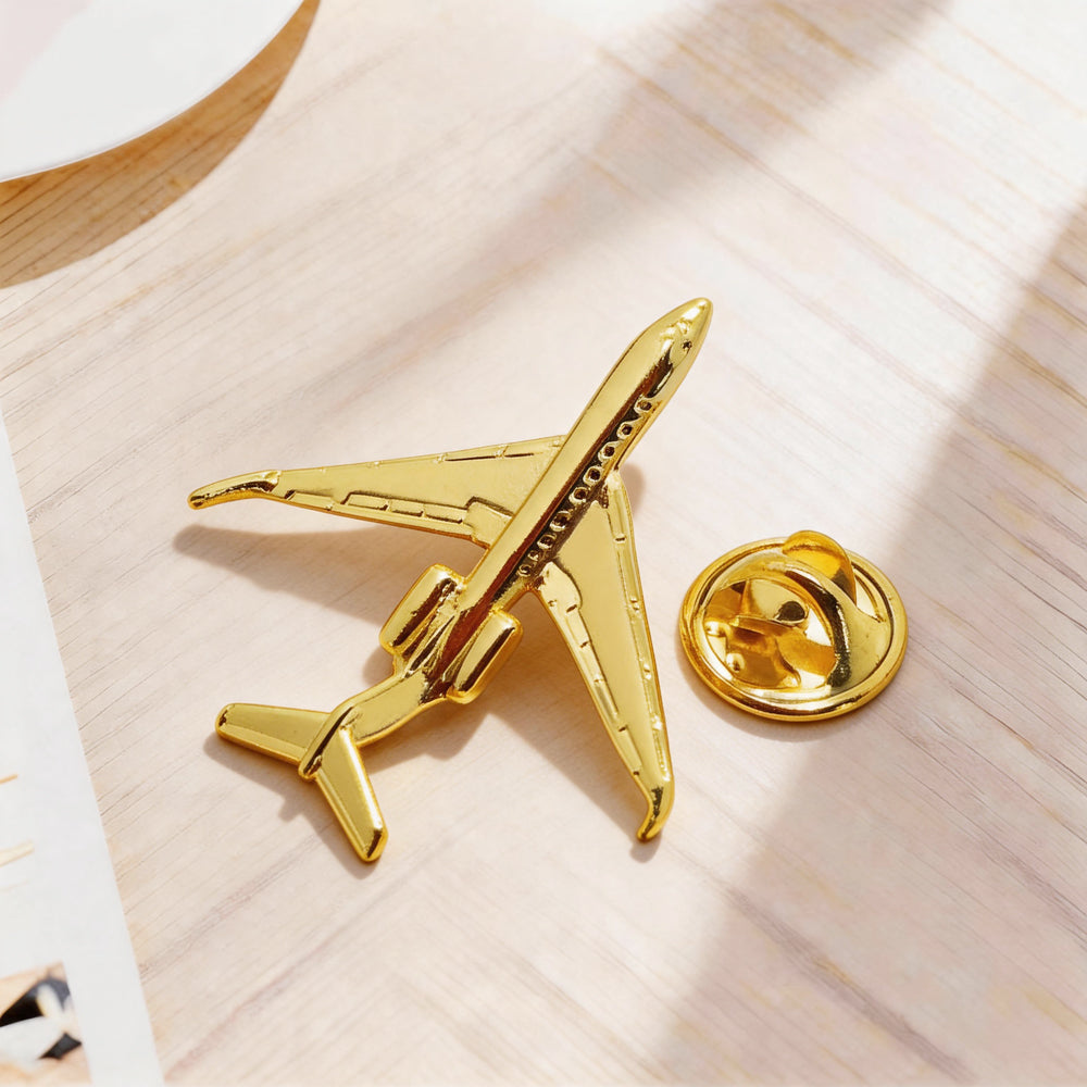 Gold Airplane Brooch Pin