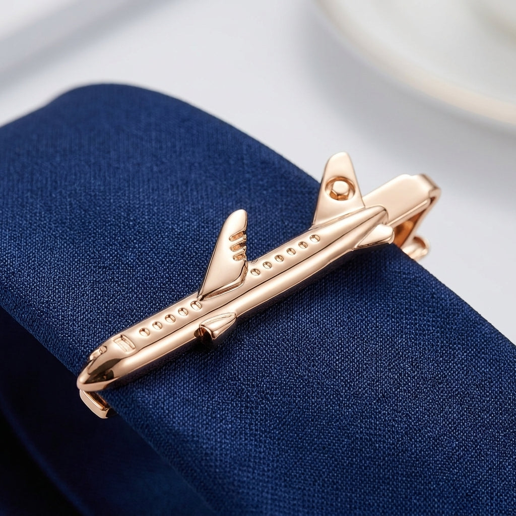 Airplane Tie Clip – Rose Gold