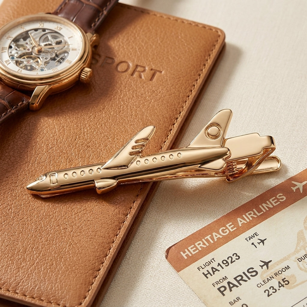 Airplane Tie Clip – Rose Gold